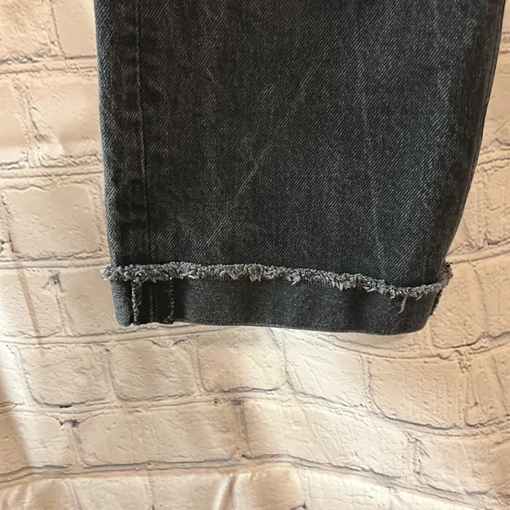 Mango High Waisted Straight Cropped Faded Black Jeans Women Size 10 - Picture 2 of 11